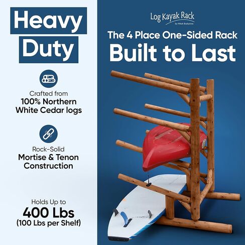 4-Place One-Sided Kayak & SUP Log Rack, Freestanding Outdoor Storage Rack, Surfboard Stand, Kayak Storage for Garage or Yard – Canyon Brown in Kuwait