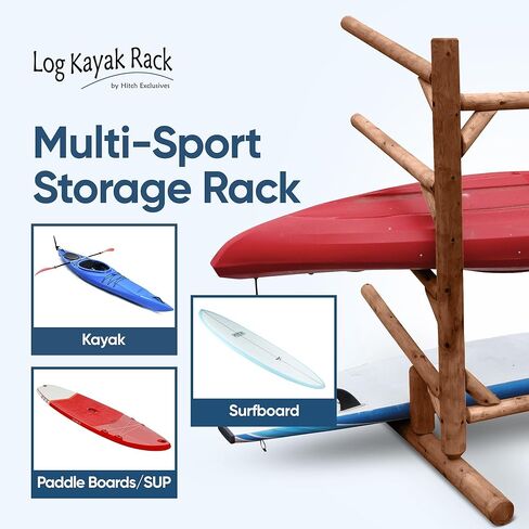 4-Place One-Sided Kayak & SUP Log Rack, Freestanding Outdoor Storage Rack, Surfboard Stand, Kayak Storage for Garage or Yard – Canyon Brown in Kuwait
