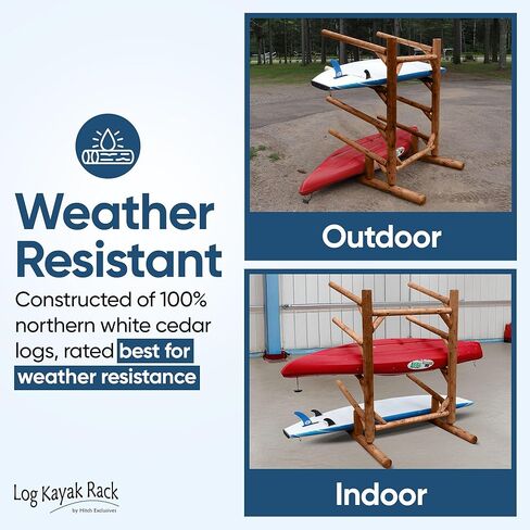 4-Place One-Sided Kayak & SUP Log Rack, Freestanding Outdoor Storage Rack, Surfboard Stand, Kayak Storage for Garage or Yard – Canyon Brown in Kuwait