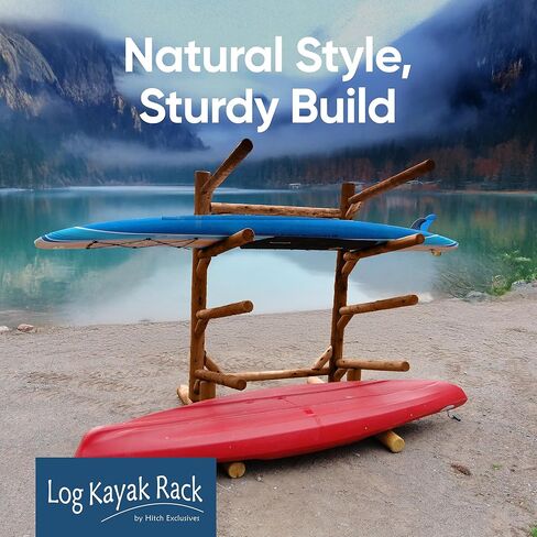 4-Place One-Sided Kayak & SUP Log Rack, Freestanding Outdoor Storage Rack, Surfboard Stand, Kayak Storage for Garage or Yard – Canyon Brown in Kuwait