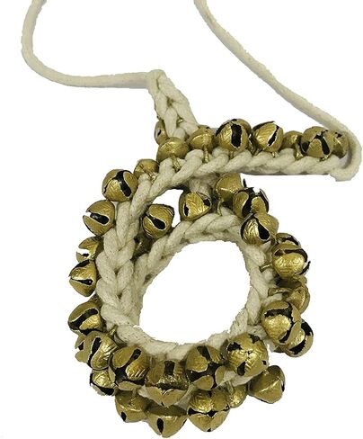 خلخال أجراس Ghungroo Kathak زوج من الخيوط البيضاء الناعمة (50 + 50) أجراس نحاسية كبيرة للرقص الكلاسيكي من Kathak (16 رقم) خلخال مربوط بخيط للرقص الكلاسيكي in Kuwait