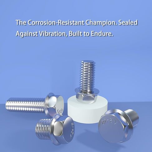 مسامير سداسية شفة، ROARADE 304 من الفولاذ المقاوم للصدأ 18-8، رأس شفة مسننة، براغي رأس سداسية، SAE وخيط خشن متري (5/16 بوصة - 18، طول الخيط 1-1/2 بوصة) 10 قطع in Kuwait