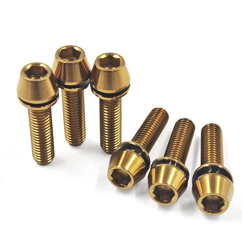 Set of 6 Titanium Stem Bolt Kit, Allen Hex M5x16 18 20mm Tapered Head Screws with Washer for Bicycle Stem Parts (Blue, M5x18mm) in Saudi Arabia
