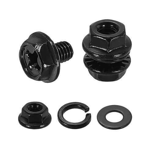 uxcell M4 x 20mm Phillips Flanged Hex Head Bolts, 20Pcs 304 Stainless Steel Flange Hexagon Screws with Nuts, Flat & Lock Washers, Fully Threaded, for Machinery Industry Home, Black in Saudi Arabia