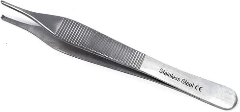 مناديل ADSON ملقط 1 × 2 أسنان ملقط ADSON البني ملقط تلبيس ADSON مقاس 4.75 بوصة بمقبض واسع ومقبض مضلع، من الفولاذ المقاوم للصدأ (ملابس Adson - STR) in Kuwait