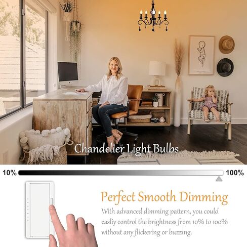 مصابيح شمعدان LED Sailstar E12 قابلة للتعتيم، 60 وات تعادل 3000K مصابيح إضاءة ثريا بيضاء دافئة، مصابيح LED شمعية 4 وات، طرف لهب، 500 لومن، حزمة من 6 in Kuwait