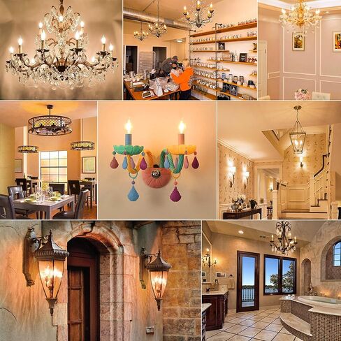 مصابيح شمعدان LED Sailstar E12 قابلة للتعتيم، 60 وات تعادل 3000K مصابيح إضاءة ثريا بيضاء دافئة، مصابيح LED شمعية 4 وات، طرف لهب، 500 لومن، حزمة من 6 in Kuwait