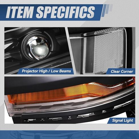 مجموعة المصابيح الأمامية LED DRL من Auto Dynasty متوافقة مع 2016-2019 Chevy Silverado 1500، زوج من المصابيح الأمامية HID البديلة مع شريط ضوء تشغيل LED، شعاع منخفض لجهاز العرض، زاوية شفافة من الكروم in Saudi Arabia