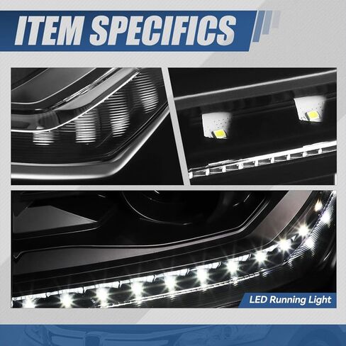 مجموعة المصابيح الأمامية LED DRL من Auto Dynasty متوافقة مع 2016-2019 Chevy Silverado 1500، زوج من المصابيح الأمامية HID البديلة مع شريط ضوء تشغيل LED، شعاع منخفض لجهاز العرض، زاوية شفافة من الكروم in Saudi Arabia