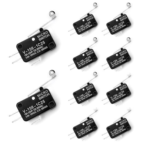 lkelyonewy V-156-1C25 Micro Limit Switch with Short Hinge Lever Momentary Spdt 1No 1Nc Snap Action (10Pcs) in Saudi Arabia
