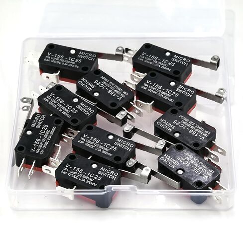 lkelyonewy V-156-1C25 Micro Limit Switch with Short Hinge Lever Momentary Spdt 1No 1Nc Snap Action (10Pcs) in Saudi Arabia