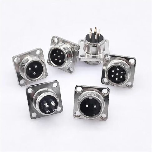 GX12 Connector Square Base Flange Socket 2 Pin 3pin 4pin 5pin 6pin 7pin Diam 12mm 1Pcs(4 Pin) in Saudi Arabia