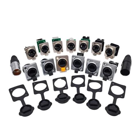 1Pcs D Type Connector RJ45 Panel Mount 8P8C NE8FDP NE8FDE Network Connectors(RJ45-Black Plug) in Saudi Arabia
