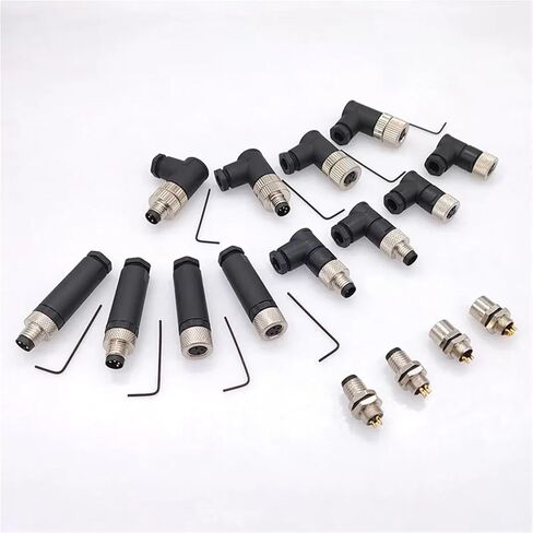 M8 Sensor Connector Male&Female Straight Angle Screw Threaded Coupling 3pin 4pin 1Pcs(Dark Grey) in Saudi Arabia