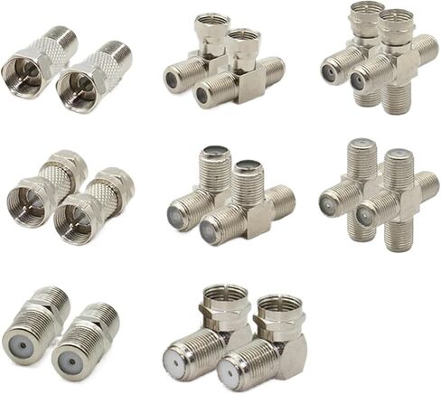 F Male Female Adapter Right Angle Coaxial Connector 3way T Type Splitter Cable Antenna(Type7) in Saudi Arabia