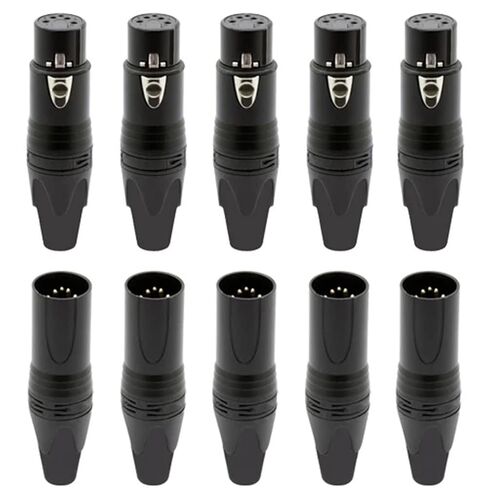 10Pcs 5Pins XLR Male Connector 5Poles Plugs Microphone Jack MIC Cable Terminal Audio(Malex5 Femalex5) in Saudi Arabia