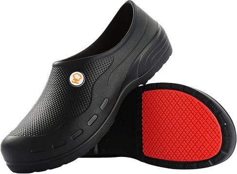 Slip Resistant Work Shoes for Men and Women, Waterproof EVA Nursing Shoes and Chef Clogs, Oil-Resistant Non-Slip Food Service Footwear for Kitchen, Hospital & Garden, Lightweight All-Day Comfort Black in Saudi Arabia