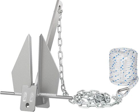 Galvanized Fluke Anchor Kit Includes Anchor Chain, Rope and Shackles, for Pontoons, Dinghies, Fishing Boats, Bass Boats, Sport Boats, Sport Yachts, 5/8/10/13 lb Boat Anchor Kit in Kuwait