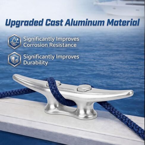 Frienda 4 Pack Aluminum Boat Dock Cleats Set, 6 Inch Corrosion-Resistant & Lightweight Marine Cleats with Bolts/Nuts, for Securing Boats, Kayaks, Docks & Nautical Home Decor in Saudi Arabia