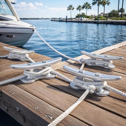 Frienda 4 Pack Aluminum Boat Dock Cleats Set, 6 Inch Corrosion-Resistant & Lightweight Marine Cleats with Bolts/Nuts, for Securing Boats, Kayaks, Docks & Nautical Home Decor in Saudi Arabia