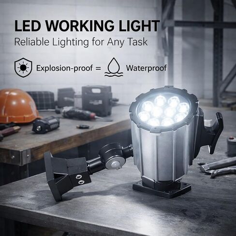 LED Work Light, 12W 24V Waterproof, 12LED Short - Arm CNC Machine Lighting - Explosion - Proof Durability, Aluminum Heat Dissipation, Ideal for Industrial Workshops in Saudi Arabia
