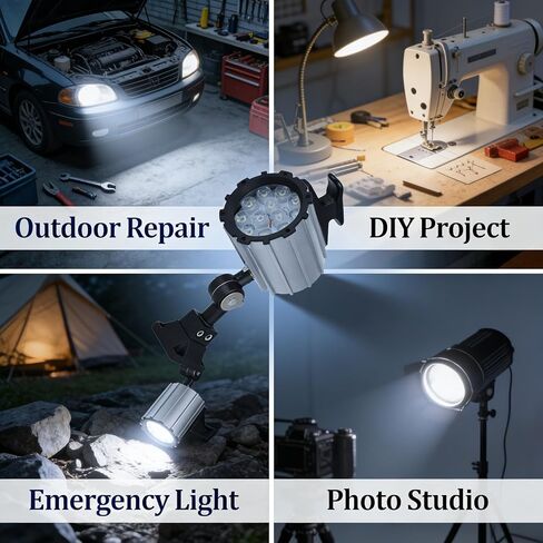 LED Work Light, 12W 24V Waterproof, 12LED Short - Arm CNC Machine Lighting - Explosion - Proof Durability, Aluminum Heat Dissipation, Ideal for Industrial Workshops in Saudi Arabia