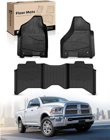 Yhtauto Automotive Floor Hats متوافقة مع 2009-2018 RAM 1500/2500/3500 Crew Cab ، 2019-2022 RAM 1500 Classic Crew Cab ، جميع الحصيرات التي تعمل بالطقس مخصص لبطانات TPE الأمامية in Saudi Arabia