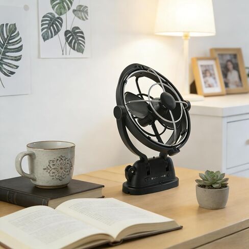 Omnidirectional Fan Adjustable Tilt 12V/24V Auto-Sensing DC Whole Room Air Circulator Hardwire Installation Quiet Powerful Cooling Fans for RV/Car/Boat/Home/Office (Black) in Kuwait