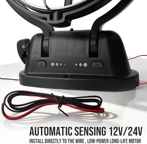 Omnidirectional Fan Adjustable Tilt 12V/24V Auto-Sensing DC Whole Room Air Circulator Hardwire Installation Quiet Powerful Cooling Fans for RV/Car/Boat/Home/Office (Black) in Kuwait