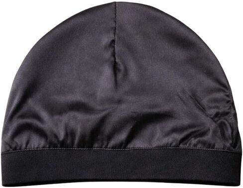 Essential Satin Lined Skull Cap – Plain No Logo Stretch Beanie for Men & Women, Breathable Satin Interior Hair Protection Cap for Sleeping, Durag Alternative, Black in Saudi Arabia
