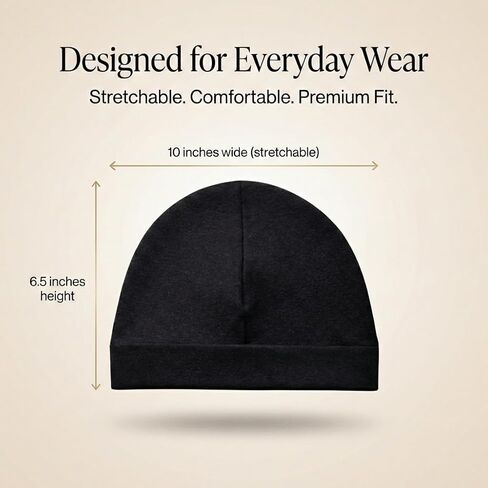 Essential Satin Lined Skull Cap – Plain No Logo Stretch Beanie for Men & Women, Breathable Satin Interior Hair Protection Cap for Sleeping, Durag Alternative, Black in Saudi Arabia