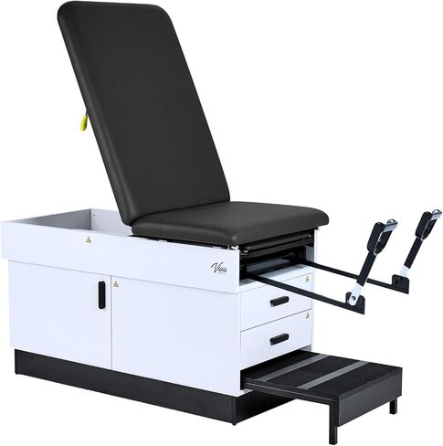 طاولة الفحص الطبي رفيعة الخط من فيفاكومفورت مع ركاب، أسود، سعة وزن 420 رطل in Kuwait