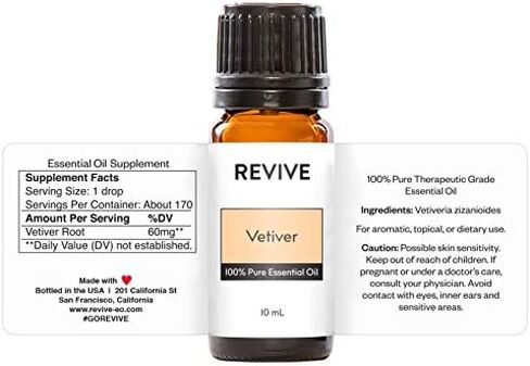 Vetiver Essential Oil by Revive Essential Oils - 100% Pure Therapeutic Grade, for Diffuser, Humidifier, Massage, Aromatherapy, Skin & Hair Care in Saudi Arabia
