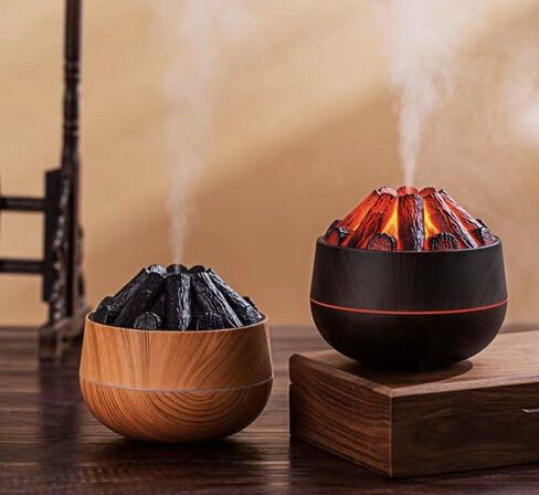 Bonfire Flame Aroma Diffuser with LED Fire Effect, Ultrasonic Cool Mist Humidifier, Quiet Operation, Modern Design for Home and Bedroom, 300ML in Saudi Arabia