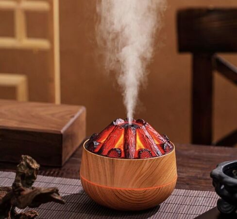 Bonfire Flame Aroma Diffuser with LED Fire Effect, Ultrasonic Cool Mist Humidifier, Quiet Operation, Modern Design for Home and Bedroom, 300ML in Saudi Arabia