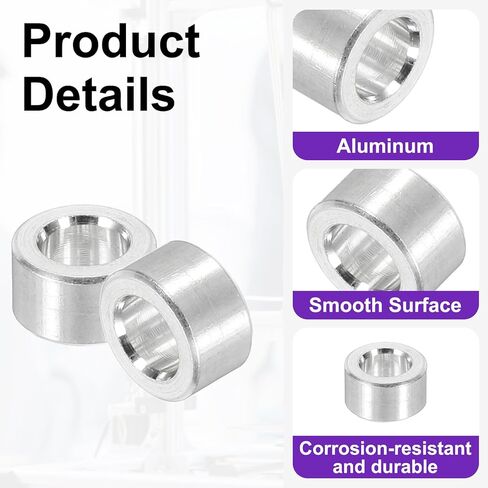 uxcell 6Pcs Aluminum Spacer, 5/16" OD x 3/16" ID x 1/2" Length Unthreaded Screw Standoff Bushing, Plain Finish Round Metal Spacer for Screws, Bolts and Rods, Silver Tone in Saudi Arabia