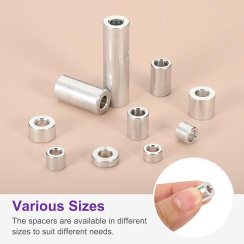 uxcell 6Pcs Aluminum Spacer, 5/16" OD x 3/16" ID x 1/2" Length Unthreaded Screw Standoff Bushing, Plain Finish Round Metal Spacer for Screws, Bolts and Rods, Silver Tone in Saudi Arabia
