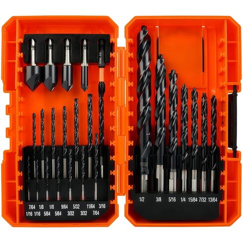 Luckyway Cobalt Drill Bit Set 21 PCS 1/16"-1/2" with Bullet Point Tip and Countersink Drill Bit 4 PCS 1/4"-5/8", TiAlN Coated for Hardened Metal, Mild Steel, Stainless Steel in Kuwait