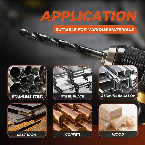 Luckyway Cobalt Drill Bit Set 21 PCS 1/16"-1/2" with Bullet Point Tip and Countersink Drill Bit 4 PCS 1/4"-5/8", TiAlN Coated for Hardened Metal, Mild Steel, Stainless Steel in Kuwait