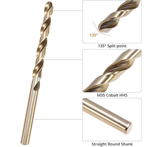 QWORK 5/16 Inch Cobalt Drill Bits, 3 Pcs M35 Industrial Grade 5% Cobalt 135 Degree Split Point Fully Ground Metal Drill Bit Set for Stainless Steel Hardened Steel Cast Iron Titanium in Saudi Arabia
