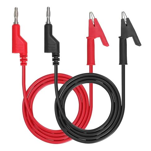 4 مللي متر التوصيل إلى التمساح كليب اختبار الرصاص كابل مرن 2 قطعة الأحمر والأسود 3.3 قدم/1 متر in Kuwait