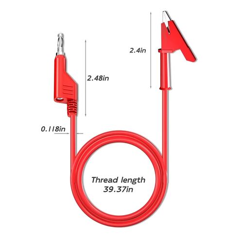 4 مللي متر التوصيل إلى التمساح كليب اختبار الرصاص كابل مرن 2 قطعة الأحمر والأسود 3.3 قدم/1 متر in Kuwait