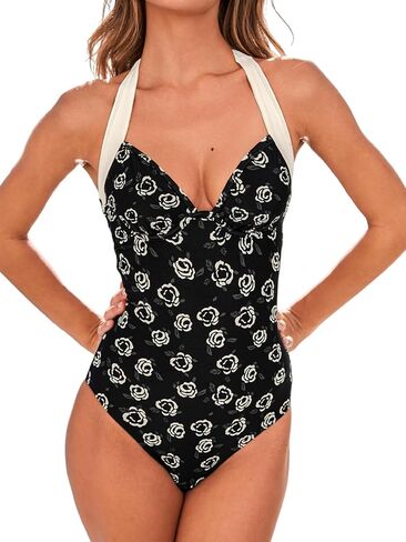 CUPSHE Women's One Piece Swimsuit Sweetheart Neck Halter Strappy Adjustable Underwire Bathing Suit Twisted in Saudi Arabia