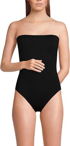 Lands' End Women's Chlorine Resistant Bandeau High Leg Strappy One Piece Swimsuit in Saudi Arabia