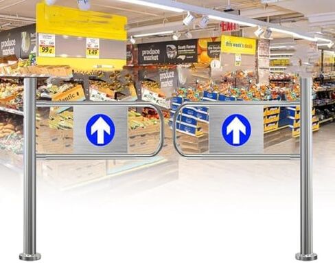 بوابة تأرجح أوتوماتيكية واسعة من الفولاذ المقاوم للصدأ، باب يدوي، بوابة تأرجح أوتوماتيكية لمحلات السوبر ماركت - باب للمشاة ذاتي الإغلاق مقاس 140 × 100 سم لمداخل المستودعات والمصنع، مثالي in Kuwait