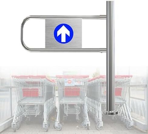 بوابة تأرجح أوتوماتيكية واسعة من الفولاذ المقاوم للصدأ، باب يدوي، بوابة تأرجح أمان محملة بنابض لمحلات السوبر ماركت والمكتبات ومراكز التسوق - باب مدخل متين في اتجاه واحد، مثالي للمستودعات in Kuwait