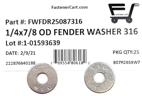1/4 ID x 7/8 OD غسالة حاجز من الفولاذ المقاوم للصدأ غسالات مسطحة كبيرة OD .050 سميكة 316 SS (25 قطعة) in Saudi Arabia