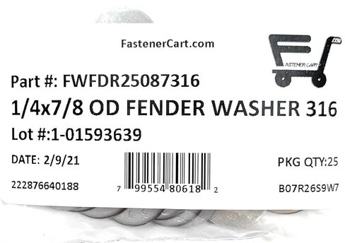 1/4 ID x 7/8 OD غسالة حاجز من الفولاذ المقاوم للصدأ غسالات مسطحة كبيرة OD .050 سميكة 316 SS (25 قطعة) in Saudi Arabia