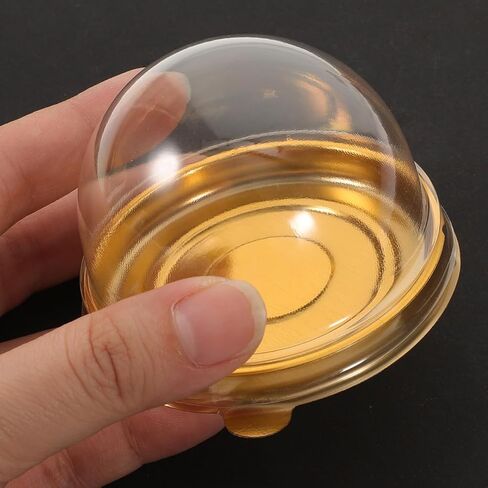 Cabilock 50Pcs Mini Cake Containers, Clear Plastic Small Cupcake Boxes with Dome Lids, Individual Baking Packing Box for Egg-Yolk Puff Muffin Mooncake Pastries in Saudi Arabia