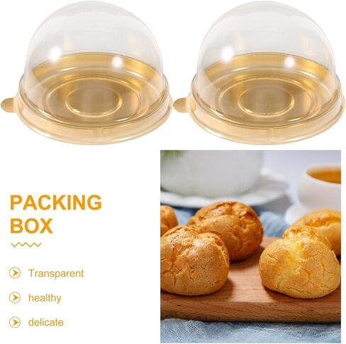 Cabilock 50Pcs Mini Cake Containers, Clear Plastic Small Cupcake Boxes with Dome Lids, Individual Baking Packing Box for Egg-Yolk Puff Muffin Mooncake Pastries in Saudi Arabia